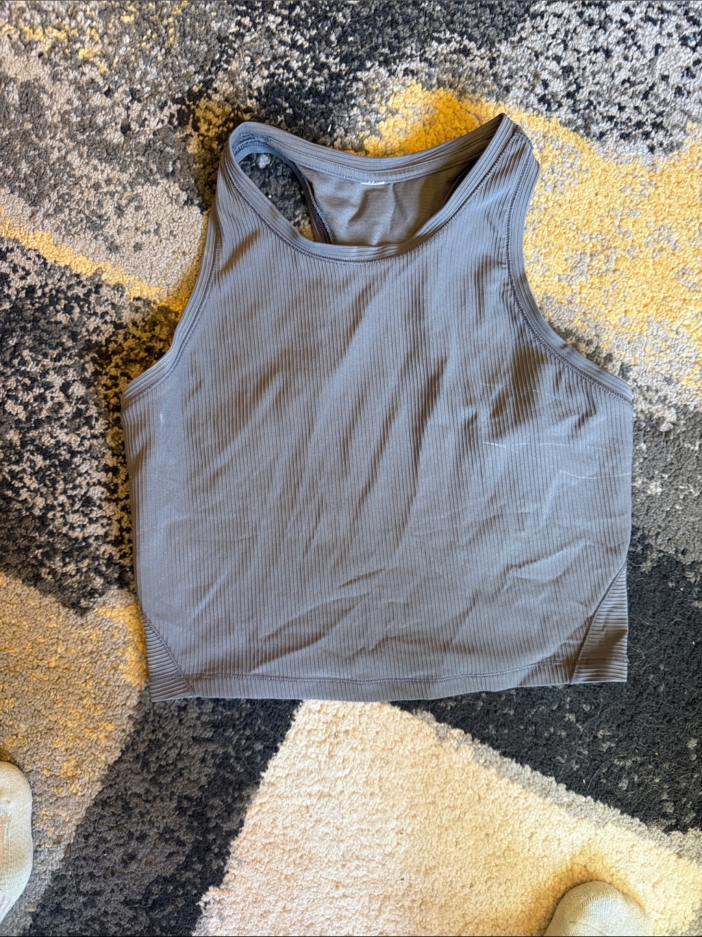 Amazon Women's Gray Ribbed Racerback Crop Tank